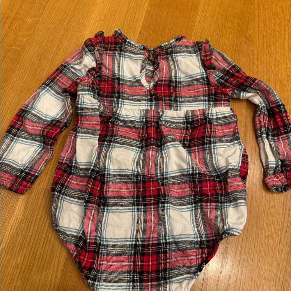 Okie Dokie Baby Girls Round Neck Long Sleeve Bodysuit Size 24mos plaid Christmas - Picture 2 of 8